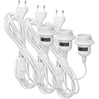 kwmobile 3x portalámparas E27 con arandela roscada y cable electrónico con interruptor - lámpara portalámpara y cable- 3…